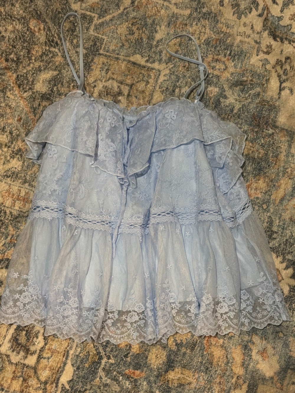 Wild Fable Blue spaghetti strap lace top